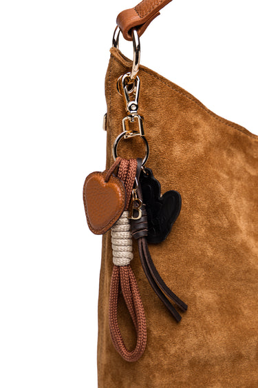 Bamburi Leather Heart Keychain with Signature Charm