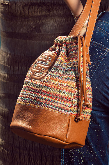 Multicolor entrançado Mala bucket